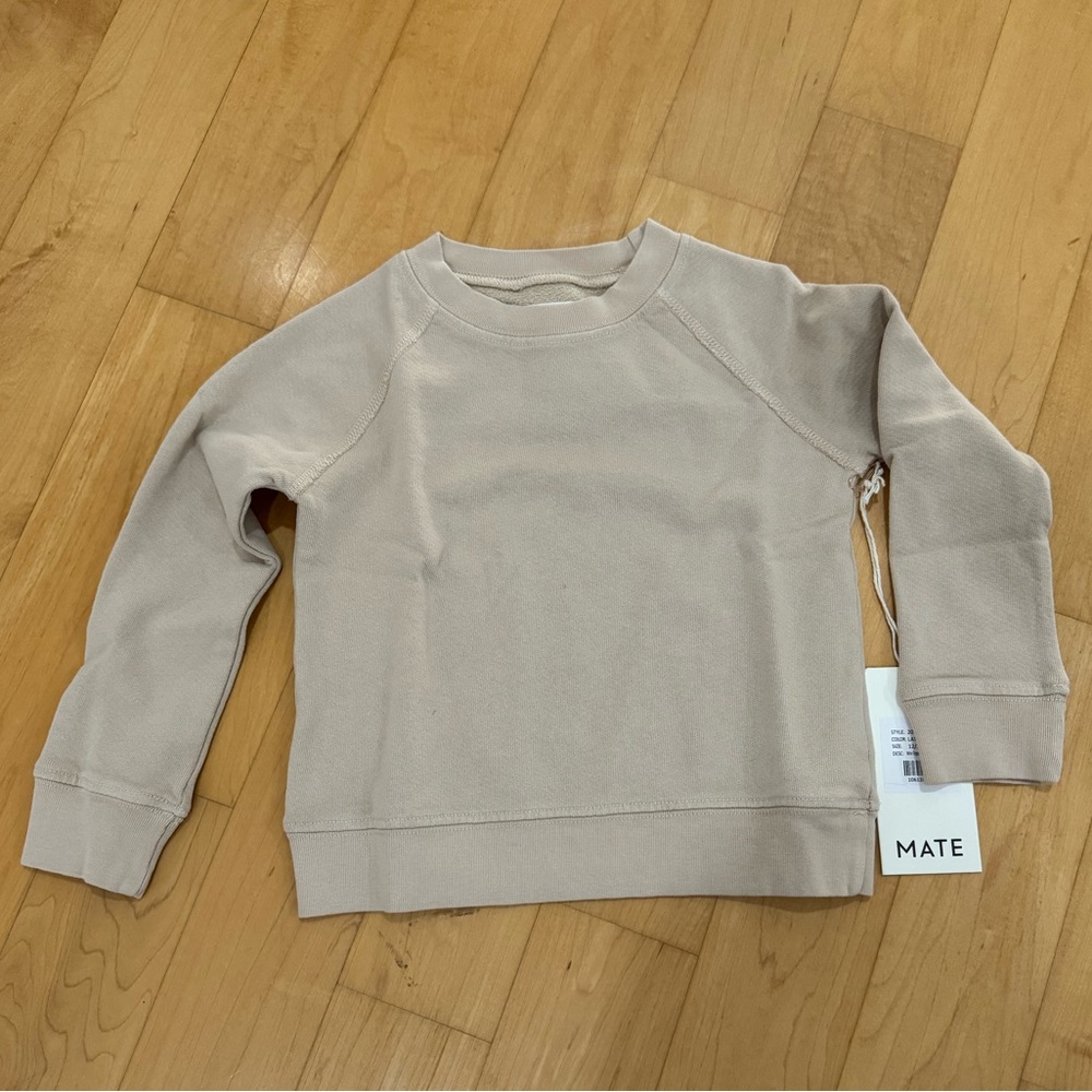 mini Mate the Label Organic Terry Raglan Sweatshirt Latte NWT in bag 12/18mo